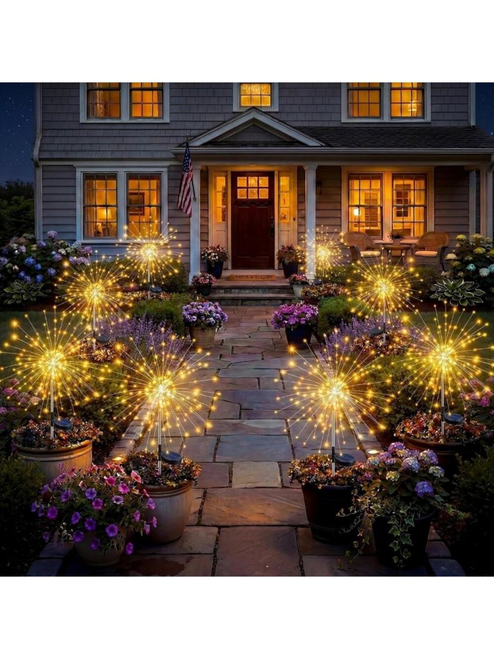 Solar Firework Lights, 8 Pack 120 LEDs 8 Lighting Modes Solar Fairy Garden